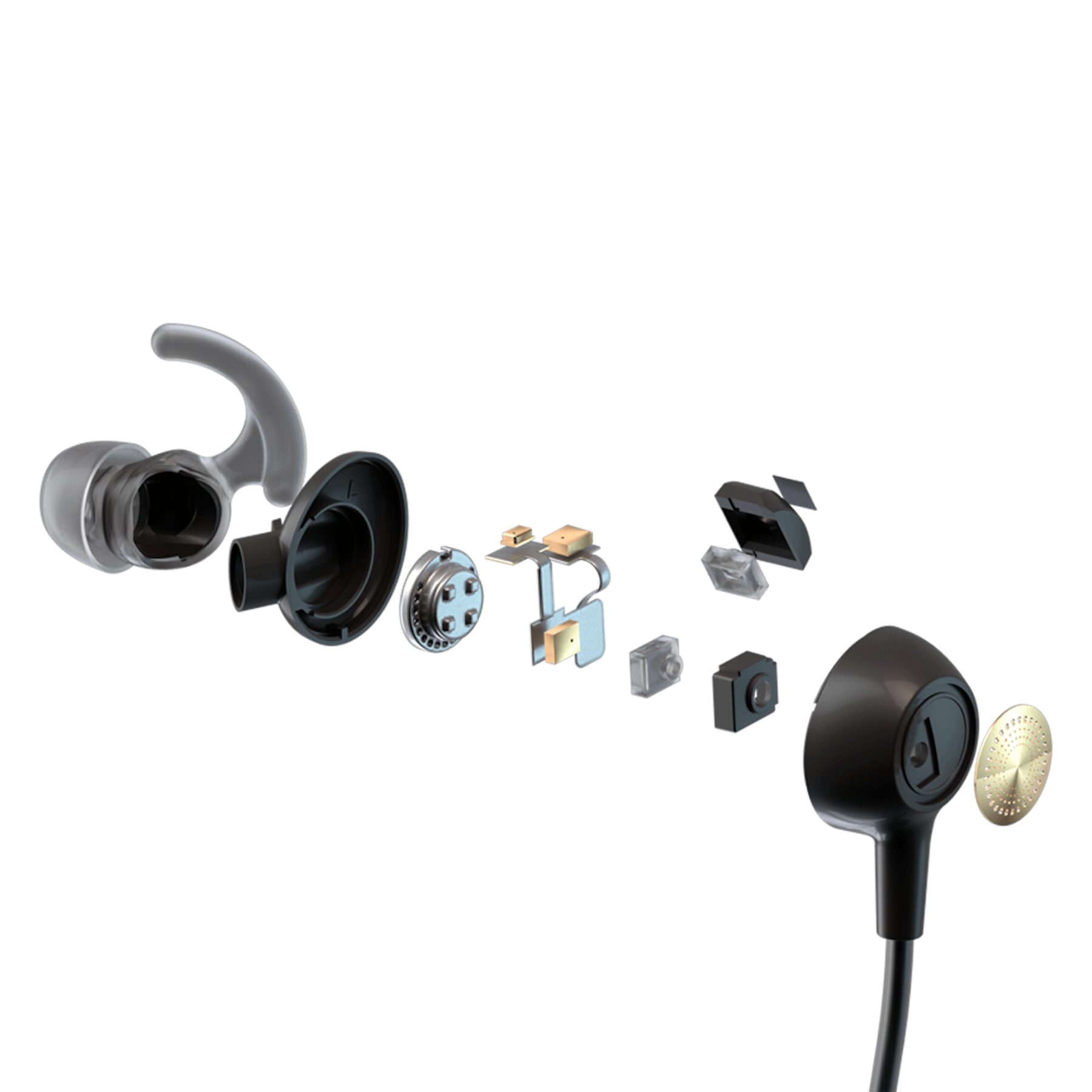 Exploded view of the Kite 2 Smart Personal Sound Amplifier earpiece